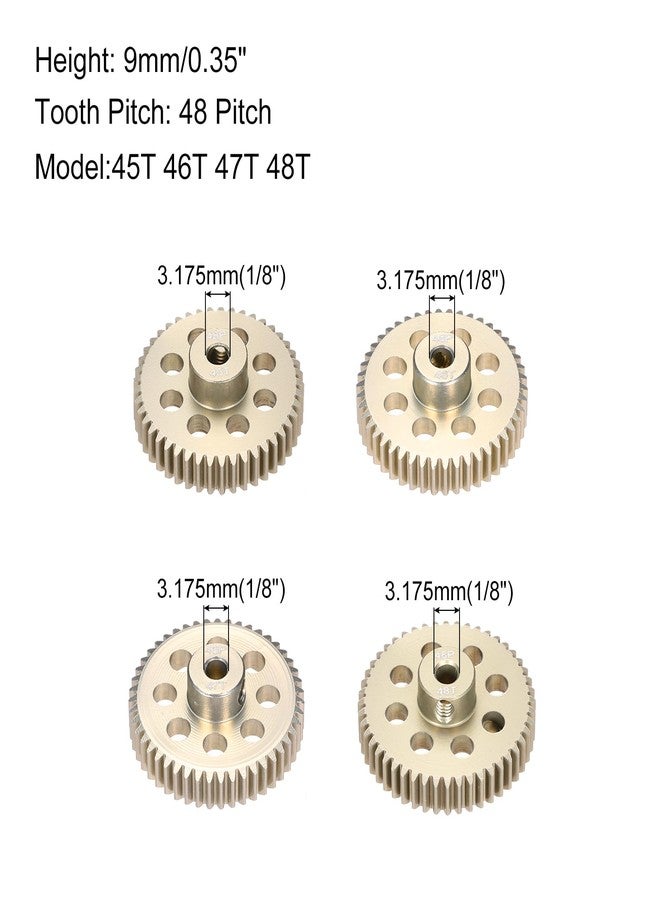 Rebower 4Pcs 48P Pinion Gear Set 45T 46T 47T 48T for 3.175 mm Shaft Aluminium Alloy Pinion Gear with Screws for RC Motor - Image 2